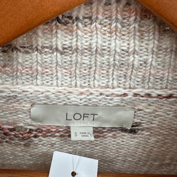 LOFT NWT Mock Neck Bobble Ivory Brown Sweater // S - Picture 5 of 9